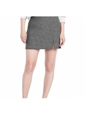 Old Navy Women’s Pixie Mini Skirt Houndstooth Grey Soft Twill